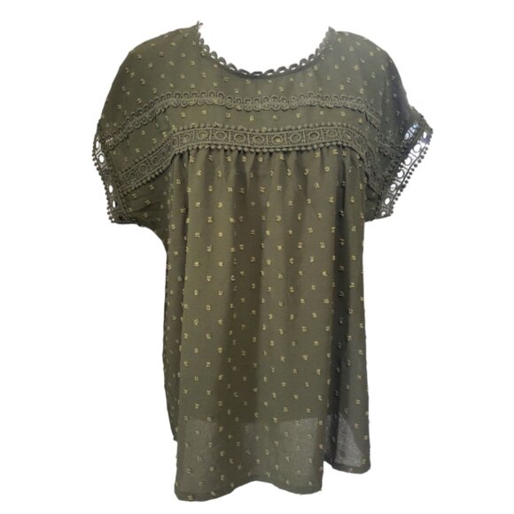 Dokotoo Womens Short Sleeve Olive Green Blouse Medium - Picture 1 of 5